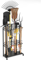 Garden Tool Organizer for Corner - Heavy Duty Metal Rack with 34 Storage Compartments & 14 Hooks for Shovels, Rakes, Long-Handled Tools, Ideal for Garden, Shed, Garage Storage by Sttoraboks