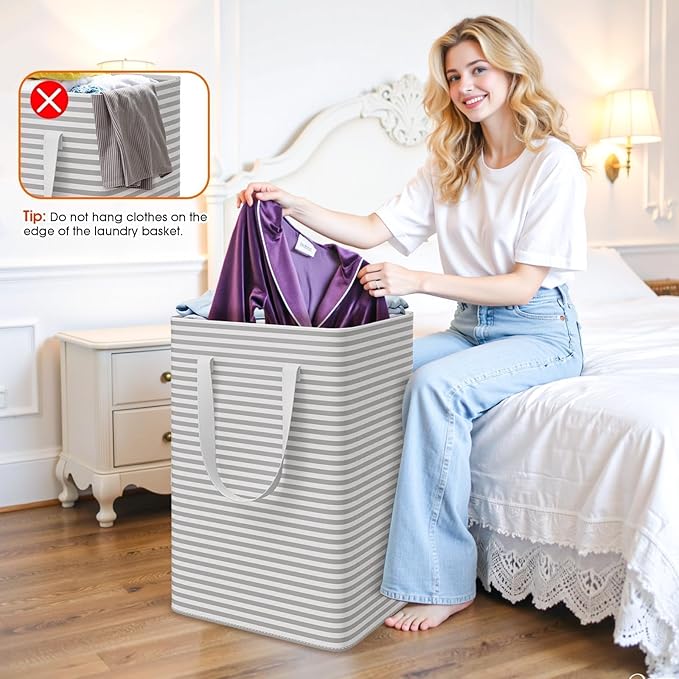 3 Pack Laundry Basket, Waterproof & Freestanding Large Laundry Hamper, - Image 4
