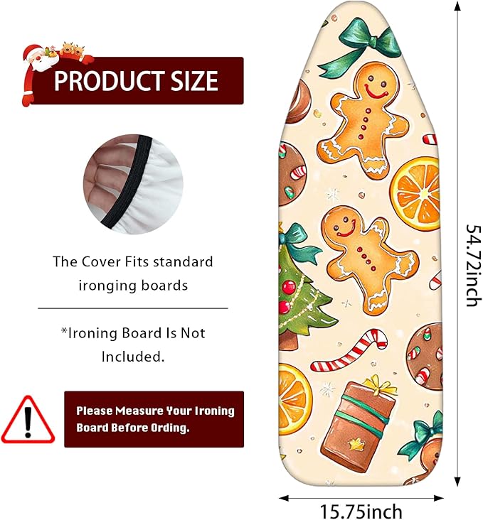 Nuxovilar Ironing Board Covers Winter Gingerbread Man and Treats Pattern - Image 3