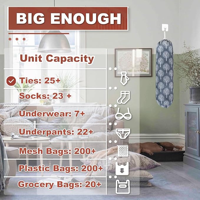 Plastic Bag Holder, Wall Mount Plastic Bag Organizer, Washable Large Grocery - Image 4