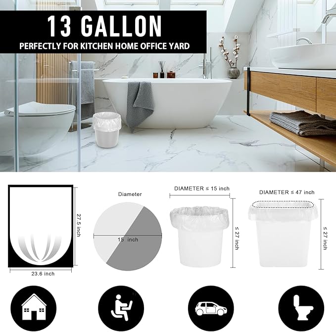 105Counts 13 Gallon Trash Bags, Flexible & Durable Kitchen Garbage Bags - Image 2