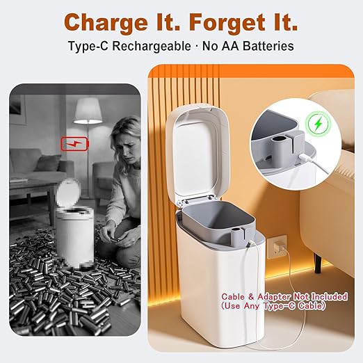 funest Bathroom Trash Can with Lid, Automatic Motion Sensor Trash Can, 3.5 - Image 3