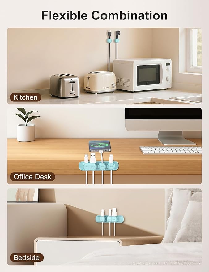 6 Pack Magnetic Cable Clips, Laitver Cord Organizer Holder Strong Adhesive Desk - Image 5