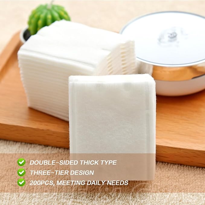 200PCS/1Bag Rectangle Organic Cotton Pads Eye Makeup Remover Pads Lint Free - Image 3