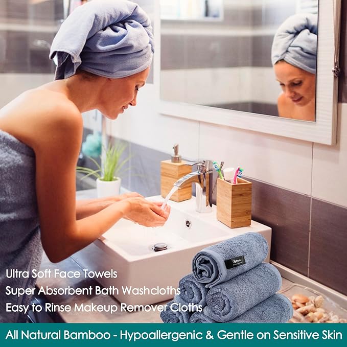 Wash Cloths 12 Pack, 13x13 inch Large Face Towel on Sensitive Skin, Super Soft - Image 4