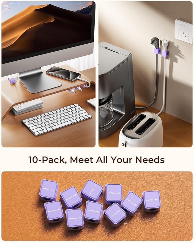 MRGLAS 10-Pack Magnetic Cable Management Cord Organizer, Cable Holder Clips - Image 5