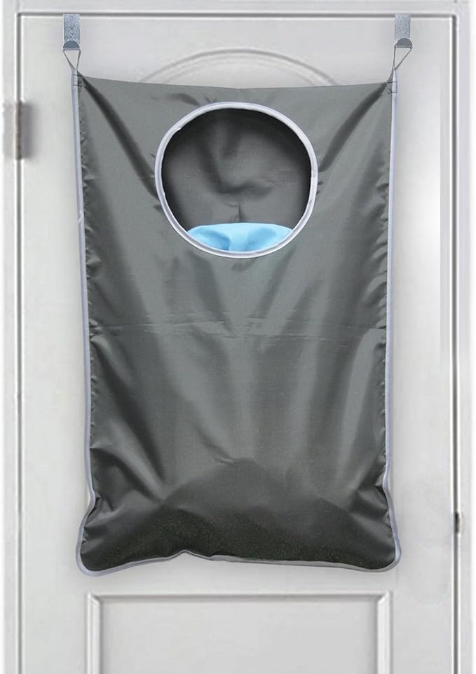 Oxford Fabric Space Saving Door-Hanging Laundry Hamper Bag + 2 Stainless Steel - Image 7