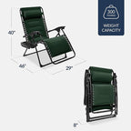 Best Choice Products Oversized Padded Zero Gravity Chair, Folding Outdoor Patio Recliner, XL Anti Gravity Lounger for Backyard w/Headrest, Cup Holder, Side Tray, Polyester Mesh - Forest Green - Image 2