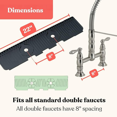 2 Hole Kitchen Sink Splash Guard Wide-Modern Faucet Mat - Image 2