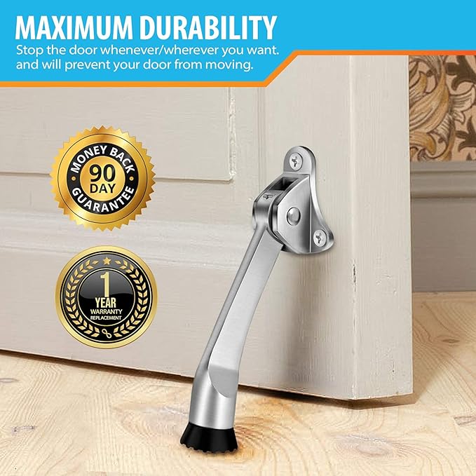 2 Pack 4 Inch Non-Slip Rubber Metal Door Stoppers - Image 3