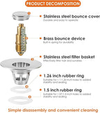 Universal Bathroom Sink Stopper, Basin Pop-up Bathroom Sink Drain Strainer - Image 6