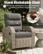 Outdoor Swivel Recliner Chair, All-Weather Wicker Reclining Patio Chair with Adjustable Backrest and Footrest - Image 4