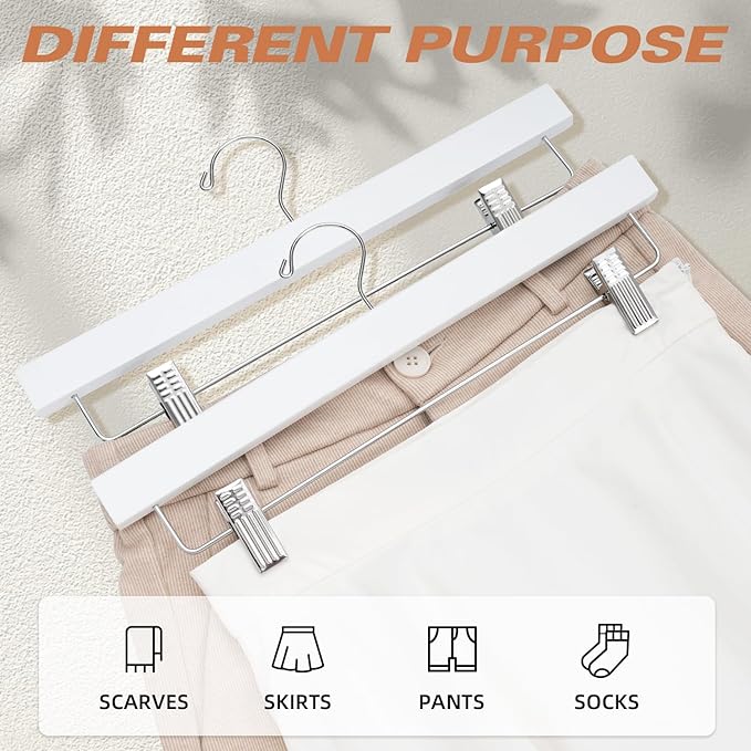 BAGAIL 10 Pack Wooden Pants Hangers - Image 5