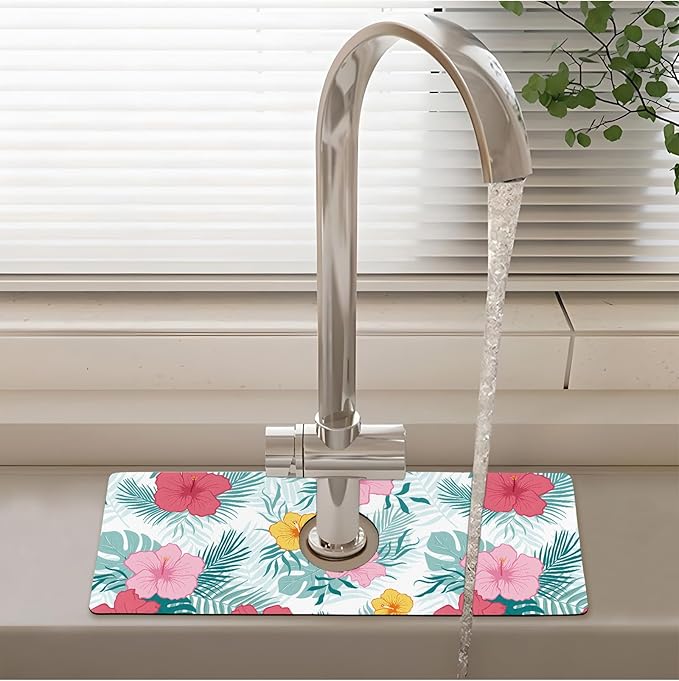 Patterned Sink Faucet Mat Kitchen Splash Guard Super Absorbent Drying Mat - Image 2