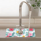 Patterned Sink Faucet Mat Kitchen Splash Guard Super Absorbent Drying Mat - Image 2