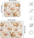Cute Highland Cows Flowers Dish Drying Mat - Image 3