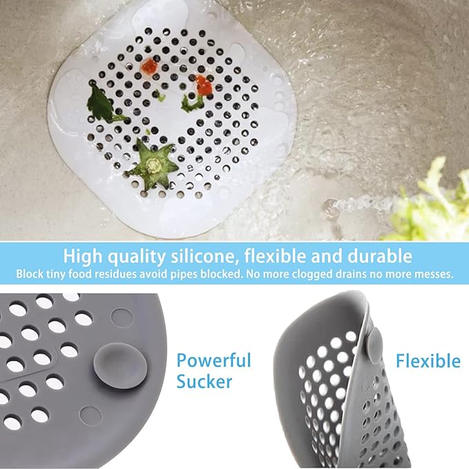 4 Pack Drain Hair Catcher Durable Silicone Hair Stopper Shower Drain Covers - Image 4