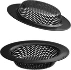 2 Pcs Black Stainless Steel Mesh Sink Drain Strainer, 2.16" Top/1.29" Kitchen by BESSEEK