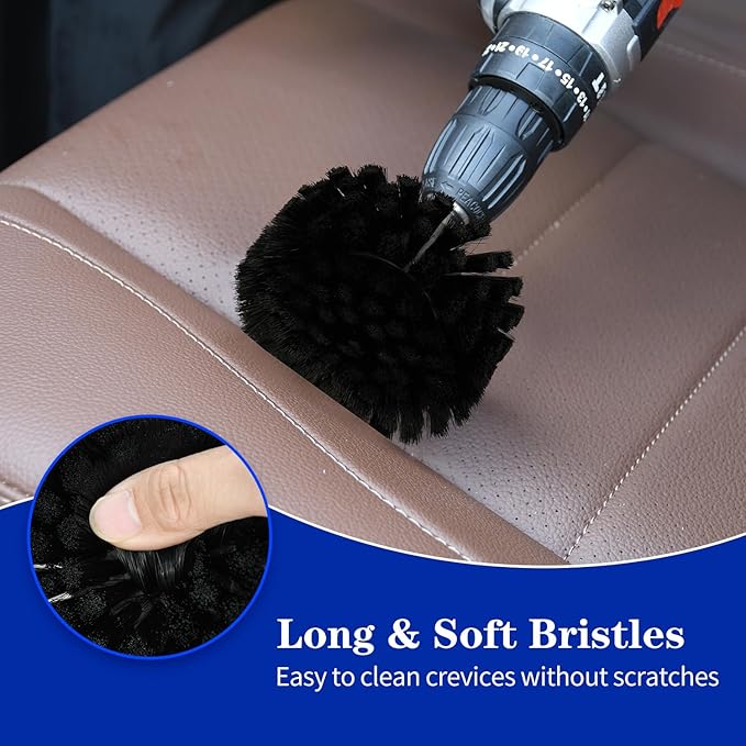 Soft Bristle Leather Brush for Drill, for Leather, Car Interior, Car Wheel - Image 3