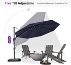 PURPLE LEAF 11 Feet Patio Umbrella with Base and Cover Round Outdoor Cantilever Umbrella Aluminum Offset Umbrella with 360-degree Rotation for Garden Deck Pool Patio Navy Blue - Image 7