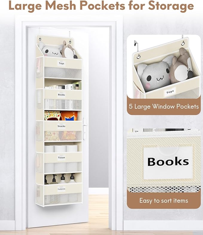 Over The Door Organizer Hanging, 2 Pack 5 Shelf Behind The Doors Storage - Image 3