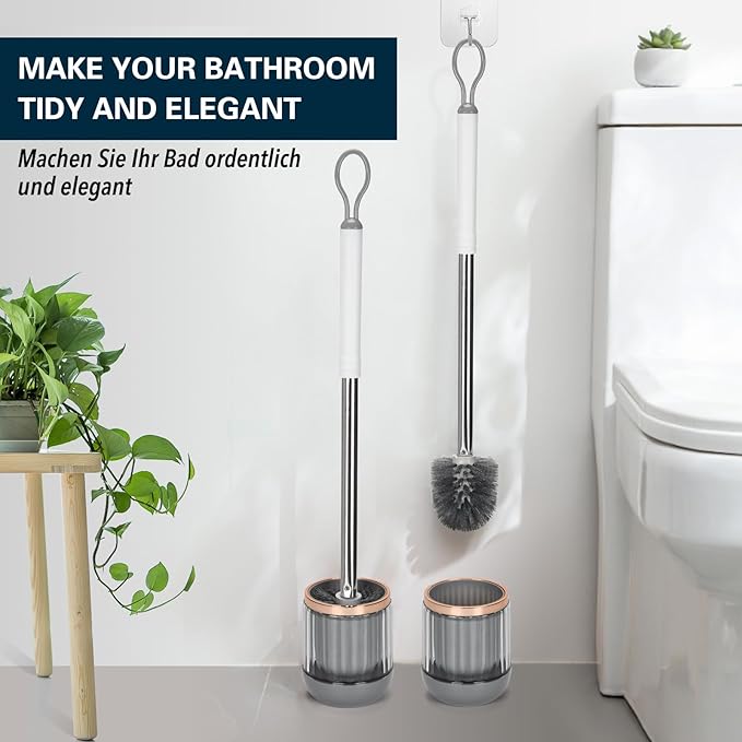 Toilet Bowl Brush and Holder 2 Pack Long Handle Toilet Brush - Image 7