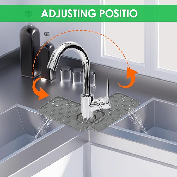 Sink Faucet Splash Guard Mat Silicone Soap Dish Pad Faucet Handle Drip Catch - Image 3