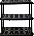 Oskar Heavy Duty Plastic Storage Shelves- for Garage, Kitchen, Bathroom Basement Kids Room, Stackable 3-Tier Black Organizer Rack for Books Shoes, Toys, Pantry, Cleaning and Closet Organization by Koolatron