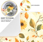 Watercolor Sunflowers Autumn Leaves Dish Drying Mat - Image 2