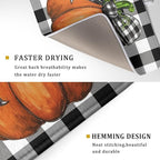 Fall Pumpkin Dish Drying Mat for Kitchen Counter Black White Buffalo Check - Image 3