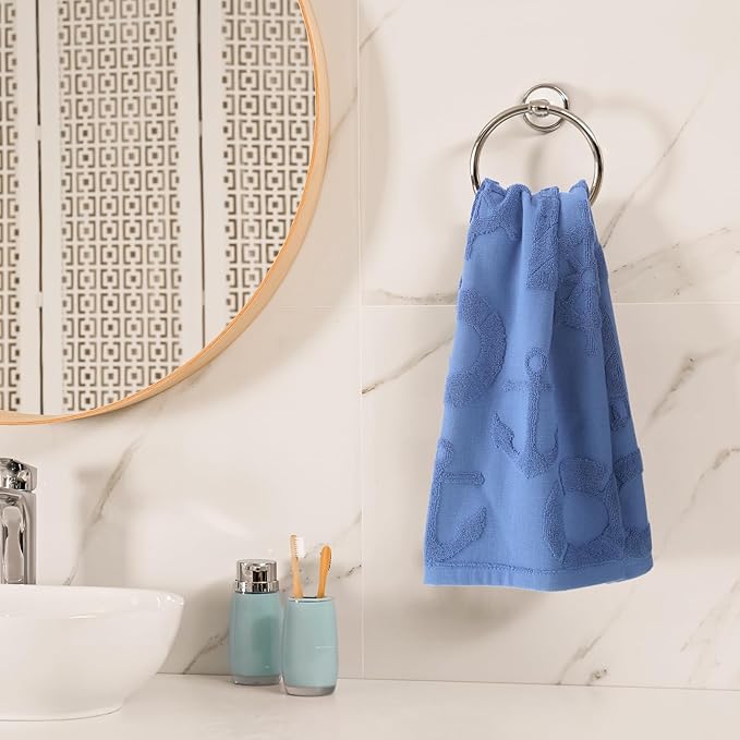 2 Pcs Nautical Hand Towels for Bathroom Navy Blue Nautical Beach Bathroom Hand - Image 5