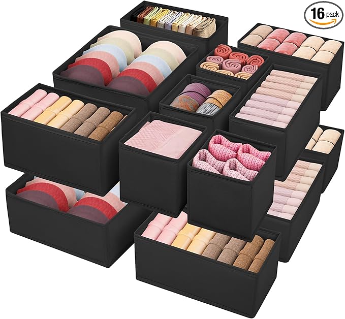 Drawer Clothes Organizer 16-Pack, Fabric Folding Wardrobe Organizer, Can Store by WRRLORS