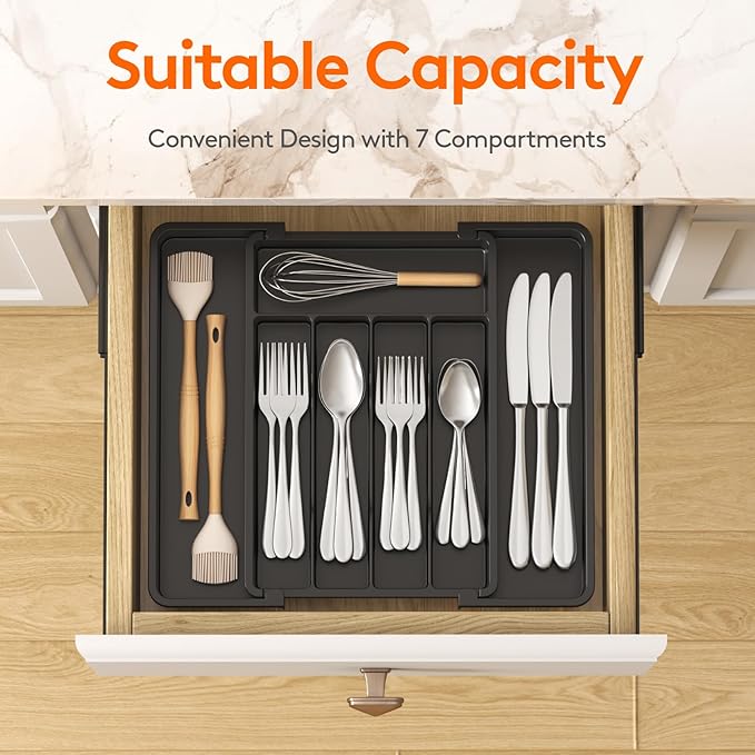 Lifewit Silverware Drawer Organizer, Expandable Utensil Tray - Image 2