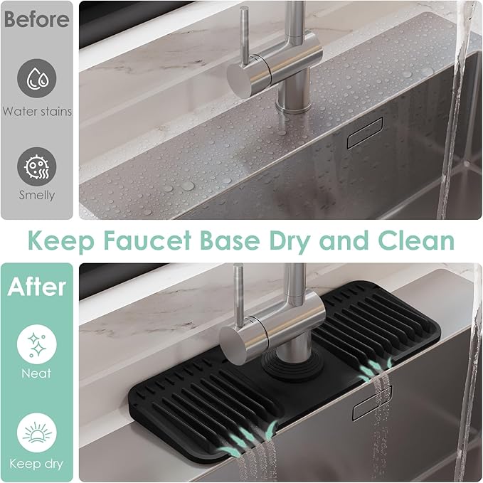 14.6 Inch Silicone Faucet Mat for Kitchen Sink Splash Guard - Image 6
