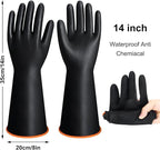 14" XL Size Latex Chemical Resistant Gloves, Reusable Heavy Duty Long Rubber - Image 2