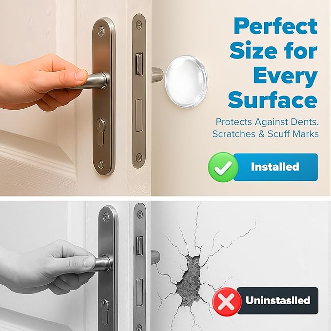 Strongest Home Wall & Door Handle Stopper 2" Set of 10 Pieces of Clear Rubber - Image 4