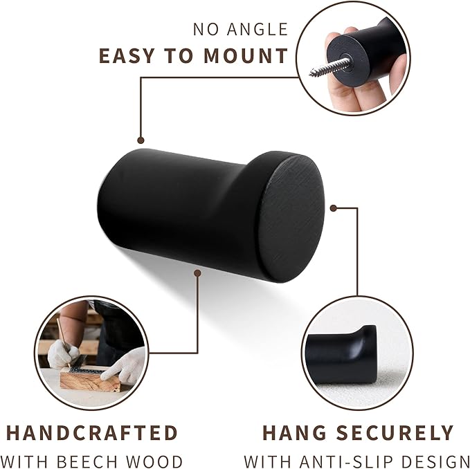 Wooden Black Wall Hooks - Image 3