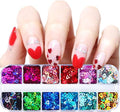 12 Colors Heart Nail Art Glitter Sequins, 3D Love Heart Nail Flakes Designs by VezocimManicureArt