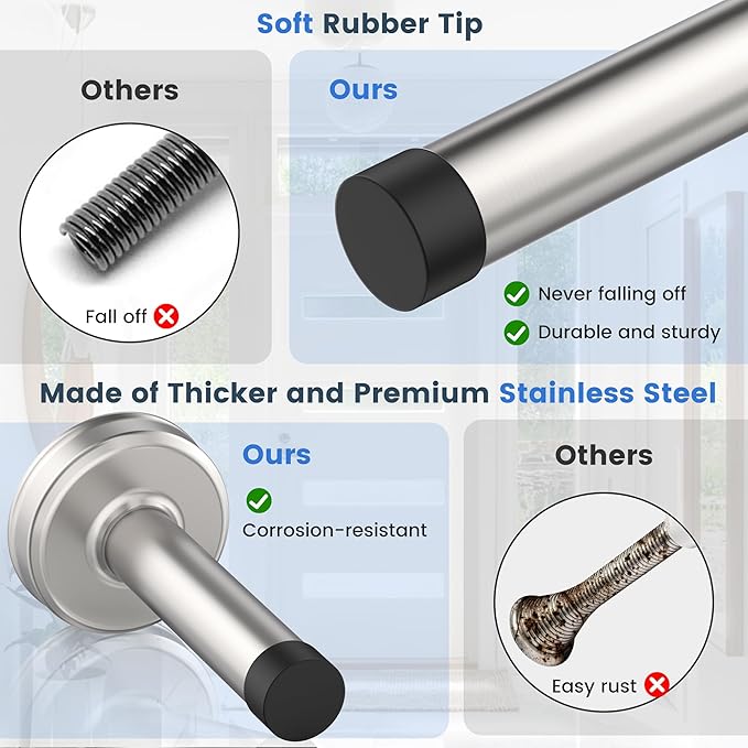 4 Pack Door Stops, 304 Stainless Steel Door Stoppers, Easy Installation - Image 6