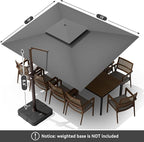 10 X 13 FT Cantilever Outdoor Patio Umbrella with Led Lights Large Heavy Duty 360° Rotation Double Top Offset Rectangular Umbrellas for Backyard Garden Pool Outside Deck, Grey - Image 8