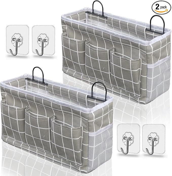 2pcs Light-Style Wall Hanging Storage Bag, Linen Fabric Door Hanging Organizer by KANRICHU