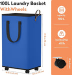 Laundry Basket with Wheels, Collapsible Laundry Baskets, Laundry Hamper with - Image 2