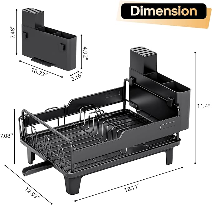 Dish Drying Rack for Kitchen Counter, Countertop Dish Rack - Image 7