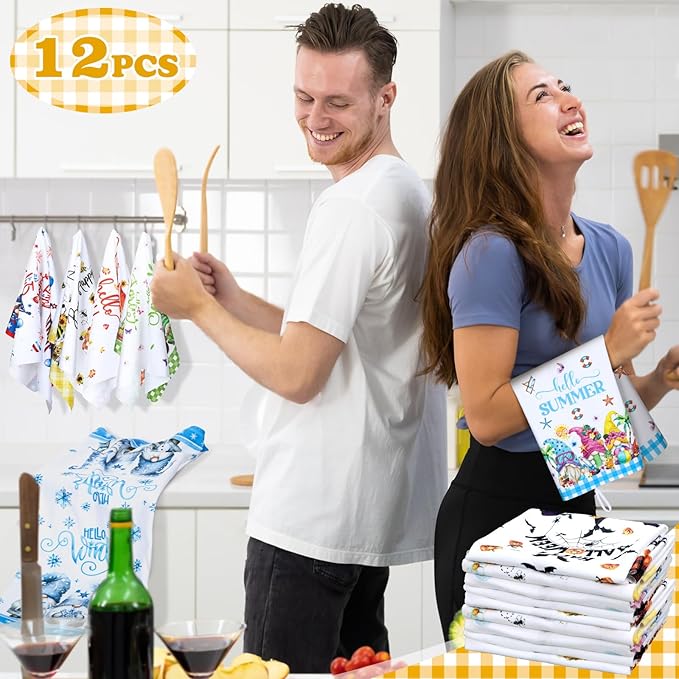 12 Pcs Seasonal Kitchen Towels Set - Image 4