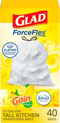 Glad ForceFlex Tall Kitchen Trash Bags, 13 Gallon, Gain Lemon Zest by GladTrashFoodStorage