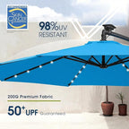 wikiwiki 10ft Solar LED Patio Umbrella with Base Included, Offset Umbrella with Sandbag Base, Cantilever Patio Umbrellas for Backyard, Garden & Deck, 32 LED Lights & Polyester Shade, Royal Blue - Image 4