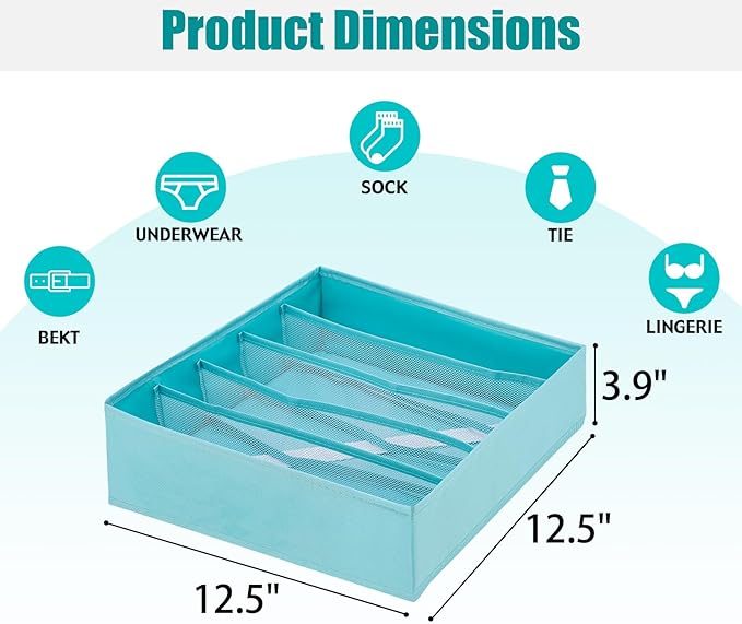 Drawer under Cabinet Clothes Organizer 5 Cell Foldable Storage Cubes Underwear - Image 2