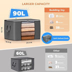 Budding Joy 90 L Large Storage Bags, 10 Pack Clothes Storage Bins Foldable - Image 3