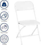 Flash Furniture Hercules Series Big & Tall Stackable Plastic Folding Chairs, Extra Wide Commercial Event Seats, Set of 4, White - Image 7