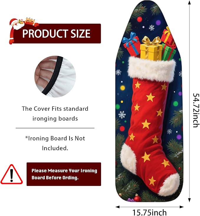 Nuxovilar Ironing Board Covers Winter Stocking Pattern Polyester 15x54 Inches - Image 3